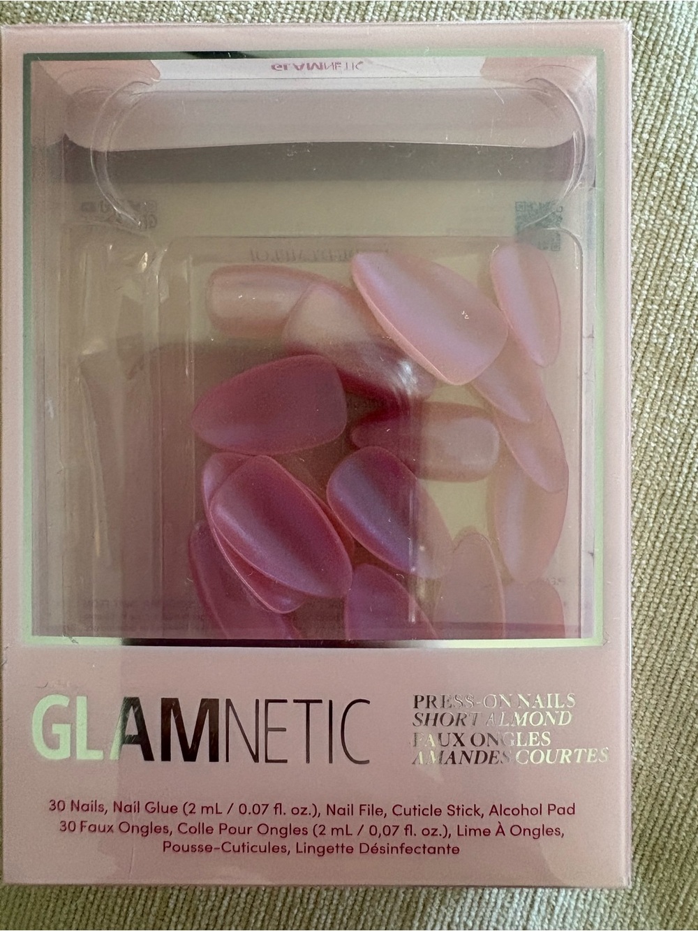 GLAMnetic Press-On Nails — Pink Short Almond Seaspell